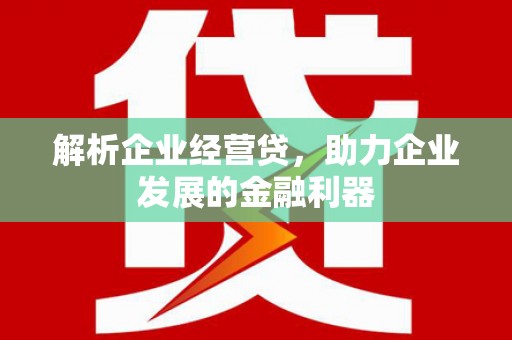 壶关解析企业经营贷，助力企业发展的金融利器