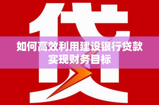 壶关如何高效利用建设银行贷款实现财务目标