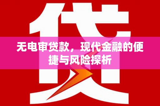 壶关无电审贷款，现代金融的便捷与风险探析