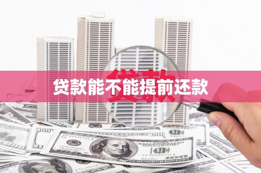 壶关贷款能不能提前还款