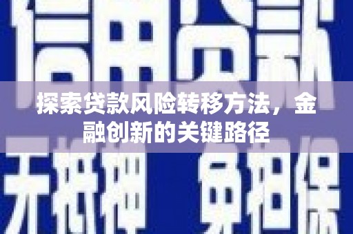 壶关探索贷款风险转移方法，金融创新的关键路径