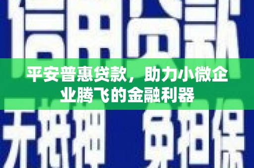 壶关平安普惠贷款，助力小微企业腾飞的金融利器