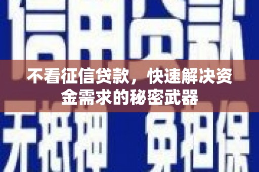 壶关不看征信贷款，快速解决资金需求的秘密武器