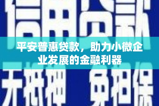 壶关平安普惠贷款，助力小微企业发展的金融利器
